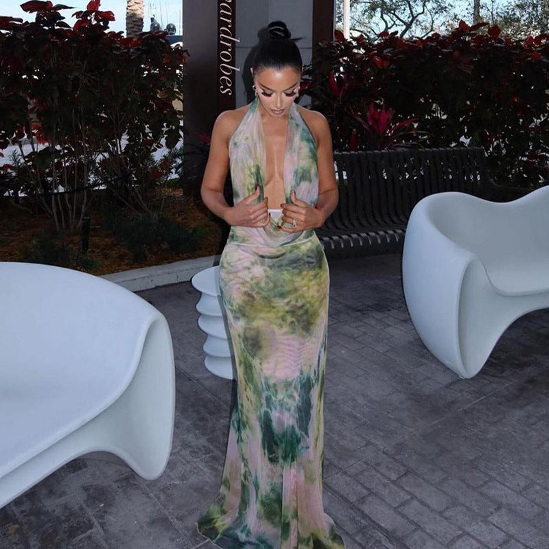 Xera | Einzigartiges Halfter Langes Rückenfreies Maxikleid