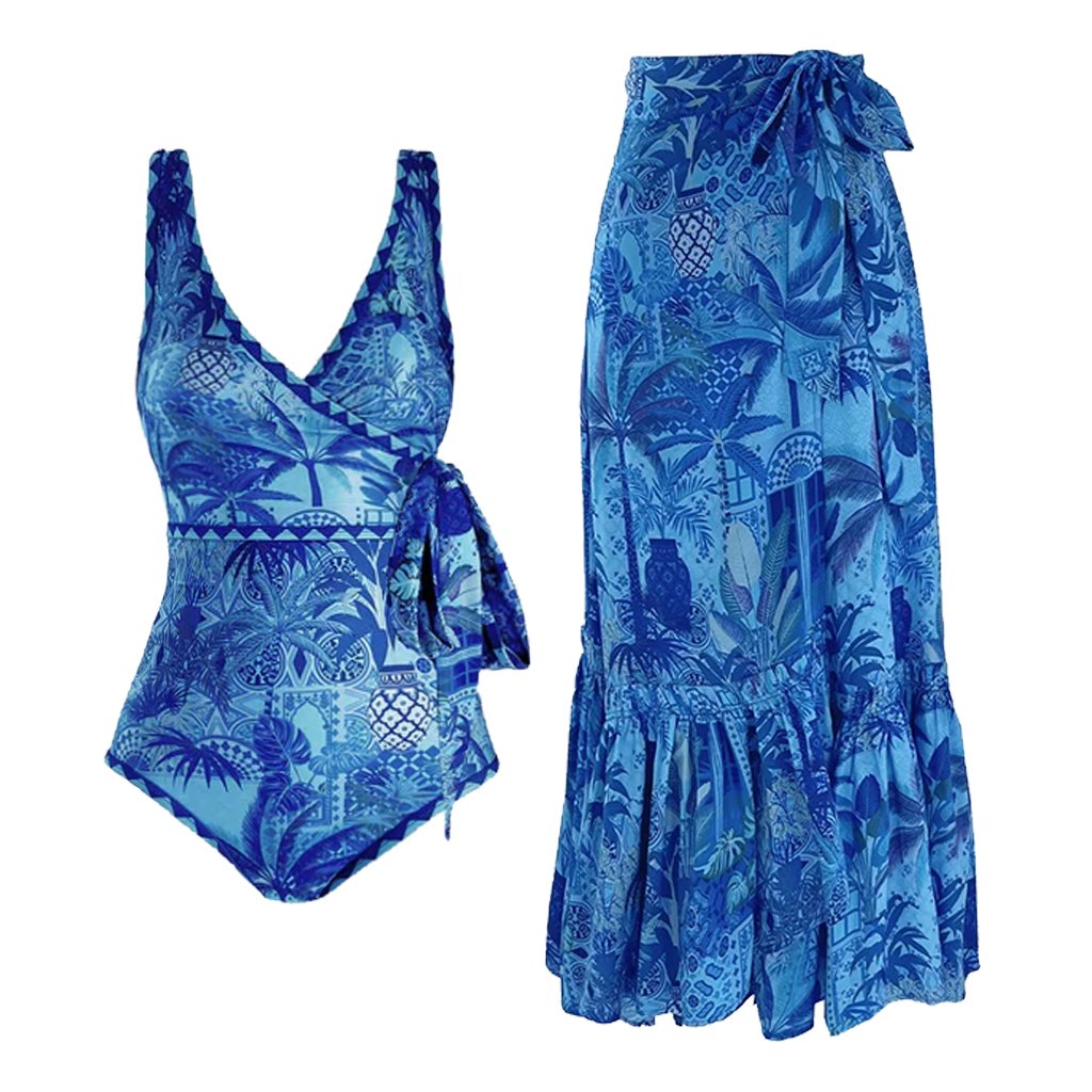 Regina | Bequemes Wende-Badeanzug-Set aus Einteiler und Sarong