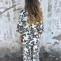 Zayene | Lässiges Damen-Set mit Knopfleiste-Hemd und weitem Bein