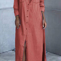 Kathleen | modisches langärmeliges Jeanskleid mit klassischen Revers