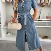 Luna | stilvolles Maxi-Jeanskleid mit langen Ärmeln für Damen