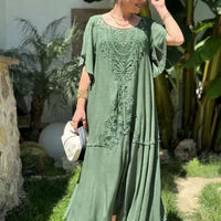 Petunya | Trendiges einfarbiges Kleid im Boho-Ethno-Stil