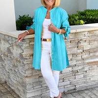 Tesla | Lange Hemdjacke aus Baumwolle für Frauen