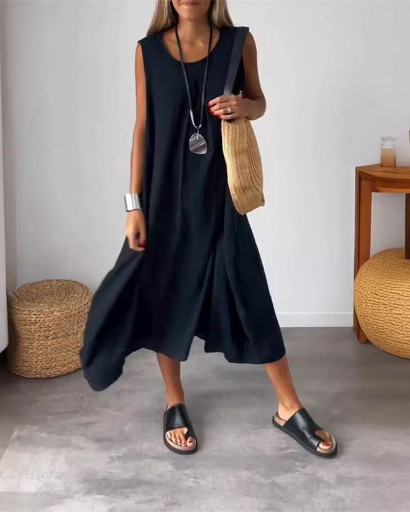 Blanne | Boho-Schickes ärmelloses Midikleid