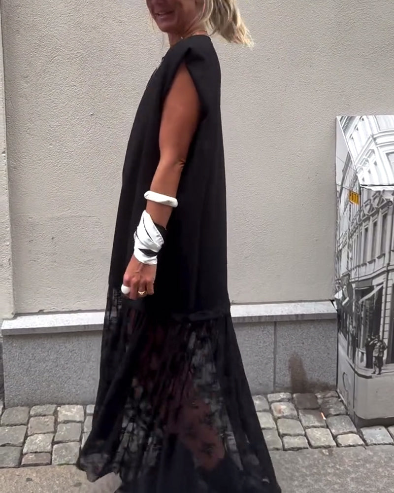 Milani | Patchwork Kleid, ärmellos & aus Mesh