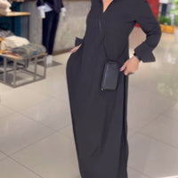 Uzila | Langes, lockeres Kleid mit Schlitz