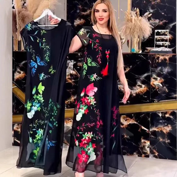 Yara | Chiffon-Midikleid mit Schmetterlingen