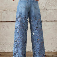 Nancy | elegante Damenjeans mit Spitze und buntem Patchwork