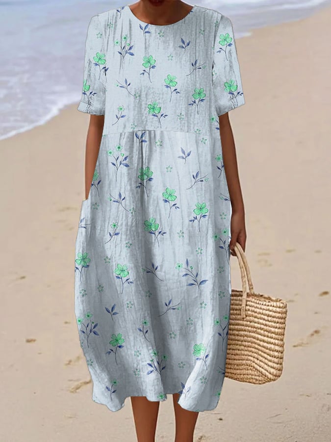 Juriz | Kurzärmeliges Damenkleid mit Blumendruck