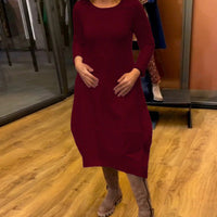 Sylvia | Langes Unifarbenes Strickkleid