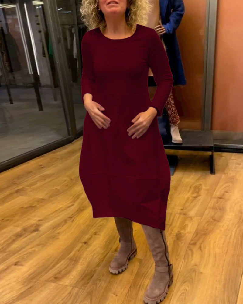 Sylvia | Langes Unifarbenes Strickkleid