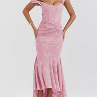 Charleigh | blaues Kleid mit floralem Glockenblumen-Design