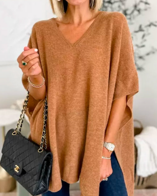 Eliery | Poncho-Pullover mit V-Ausschnitt