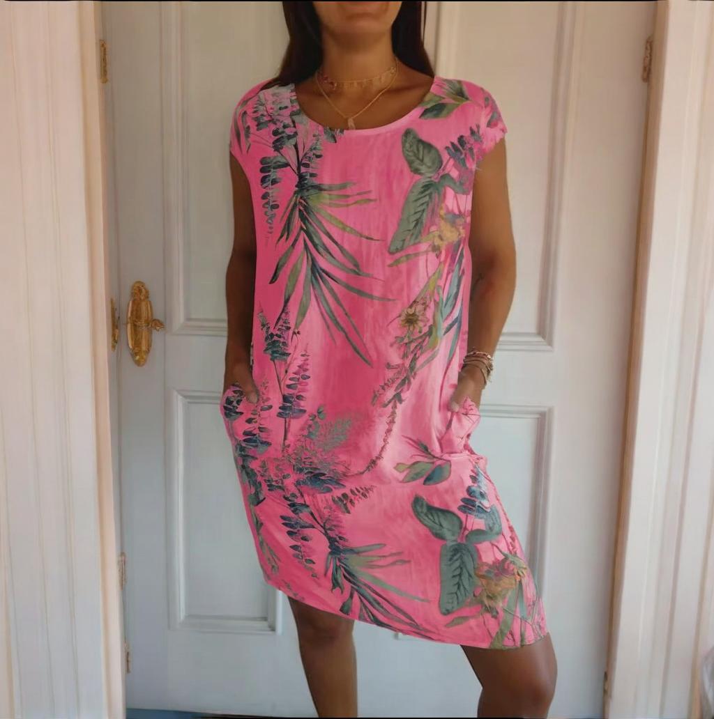 Teres | Rundhalskleid mit botanischem Print