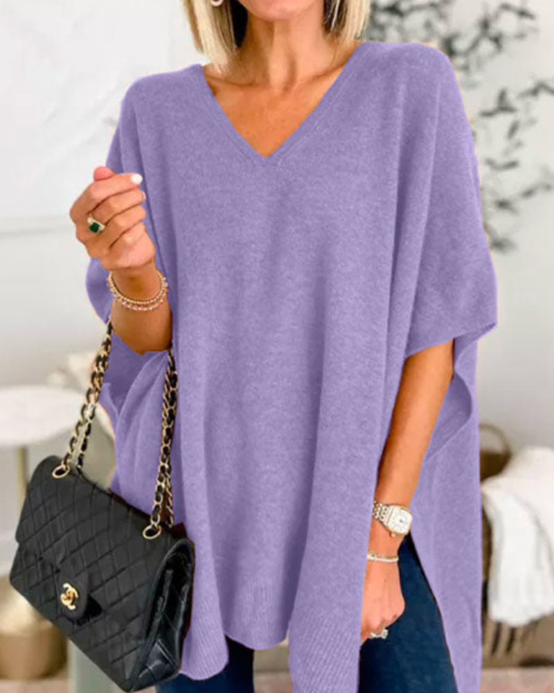 Eliery | Poncho-Pullover mit V-Ausschnitt