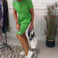 Nyla | Bequemes kurzärmeliges Freizeitkleid mit Kapuze