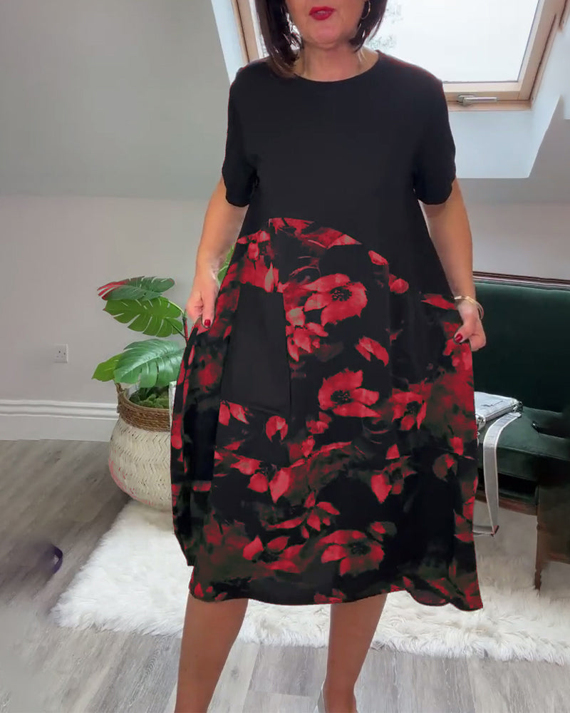 Norena | Patchwork-Kleid mit Blumenprint