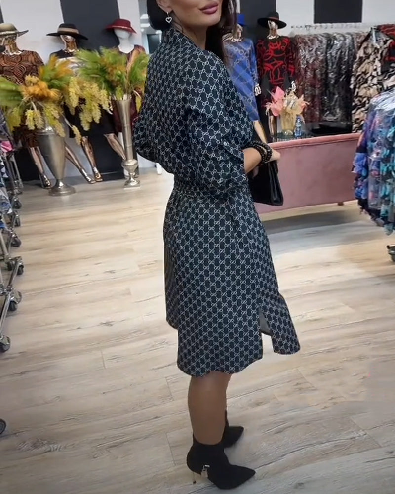 Addison | stilvolles Hemdkleid mit Reverskragen und Diamantakzent