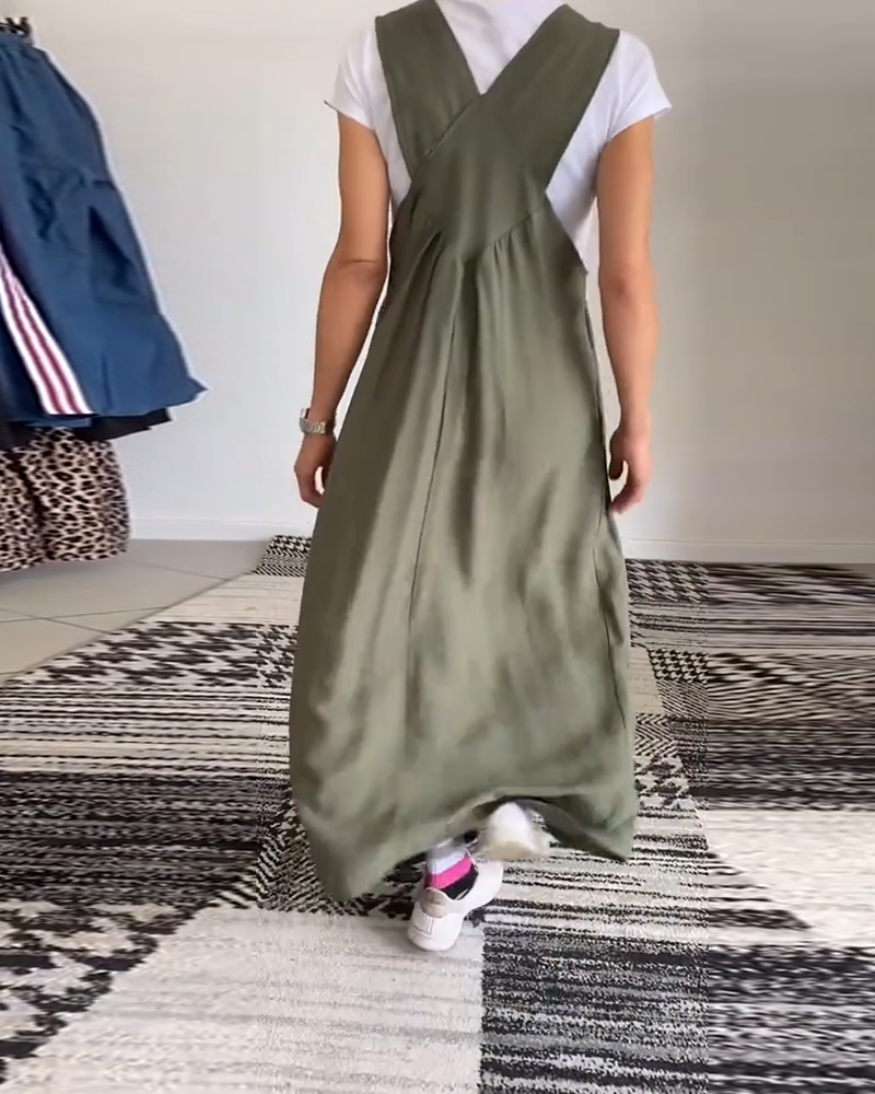 Molly | Lässiges einfarbiges Kleid mit Hosenträgern