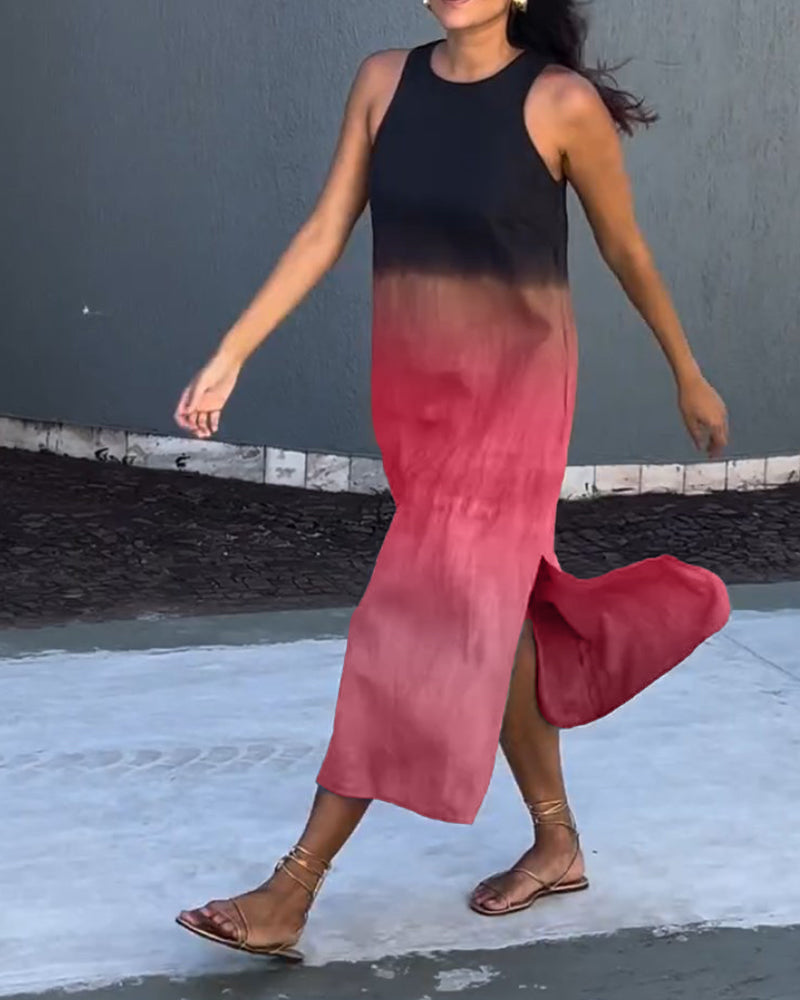 Tayla | Ombre ärmelloses Midikleid