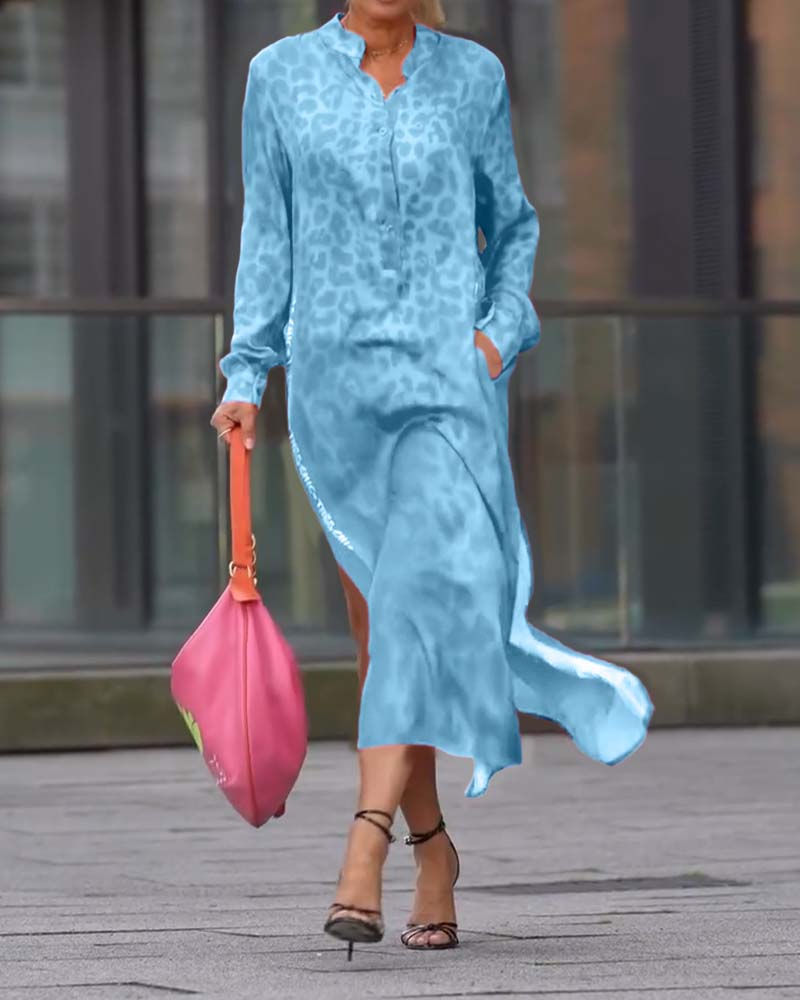 Keyla | modisches Kleid mit Leopardenmuster und Schlitz