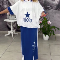 Hasela | Set mit Kapuze Kordelzug bedruckter Rock