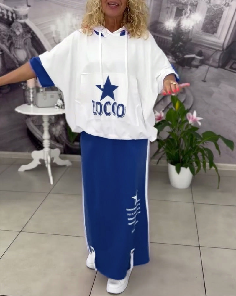 Hasela | Set mit Kapuze Kordelzug bedruckter Rock