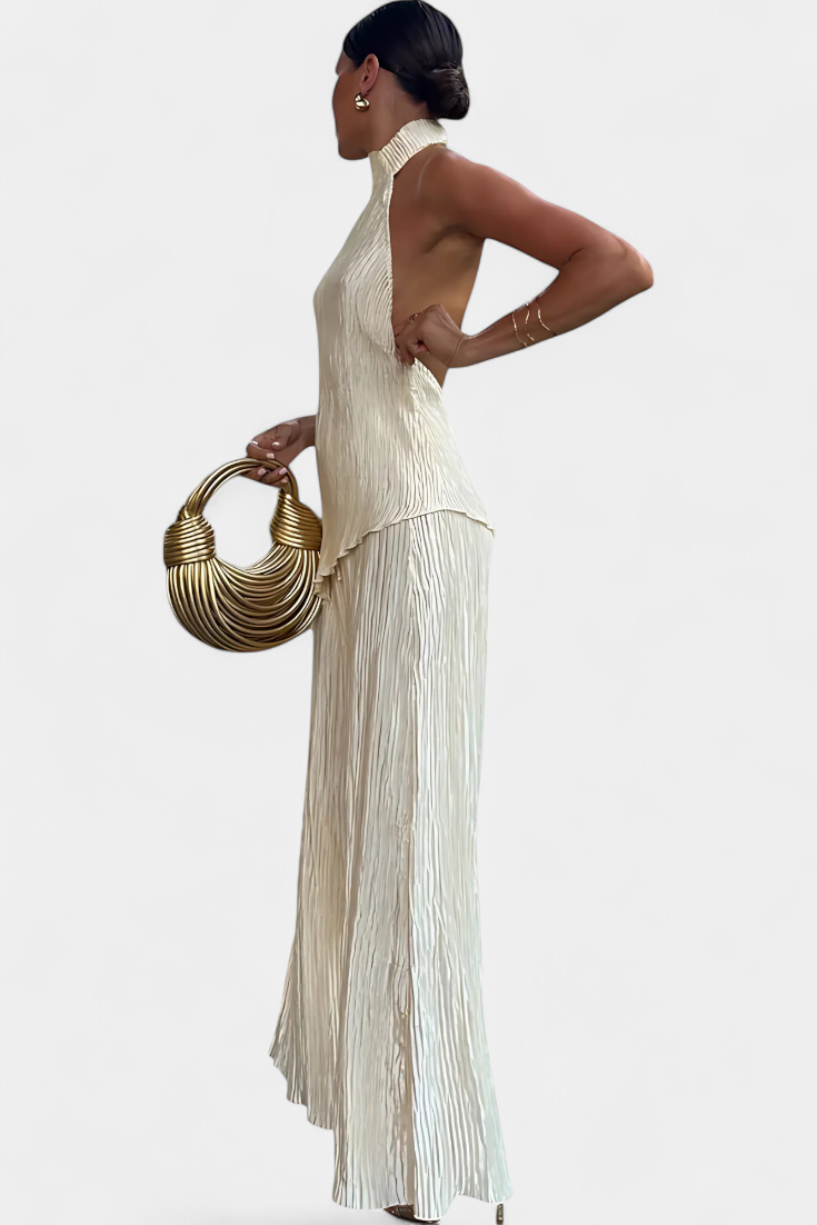 Nancy | feminines Plissee-Set mit asymmetrischem Oberteil und fließendem Schnitt