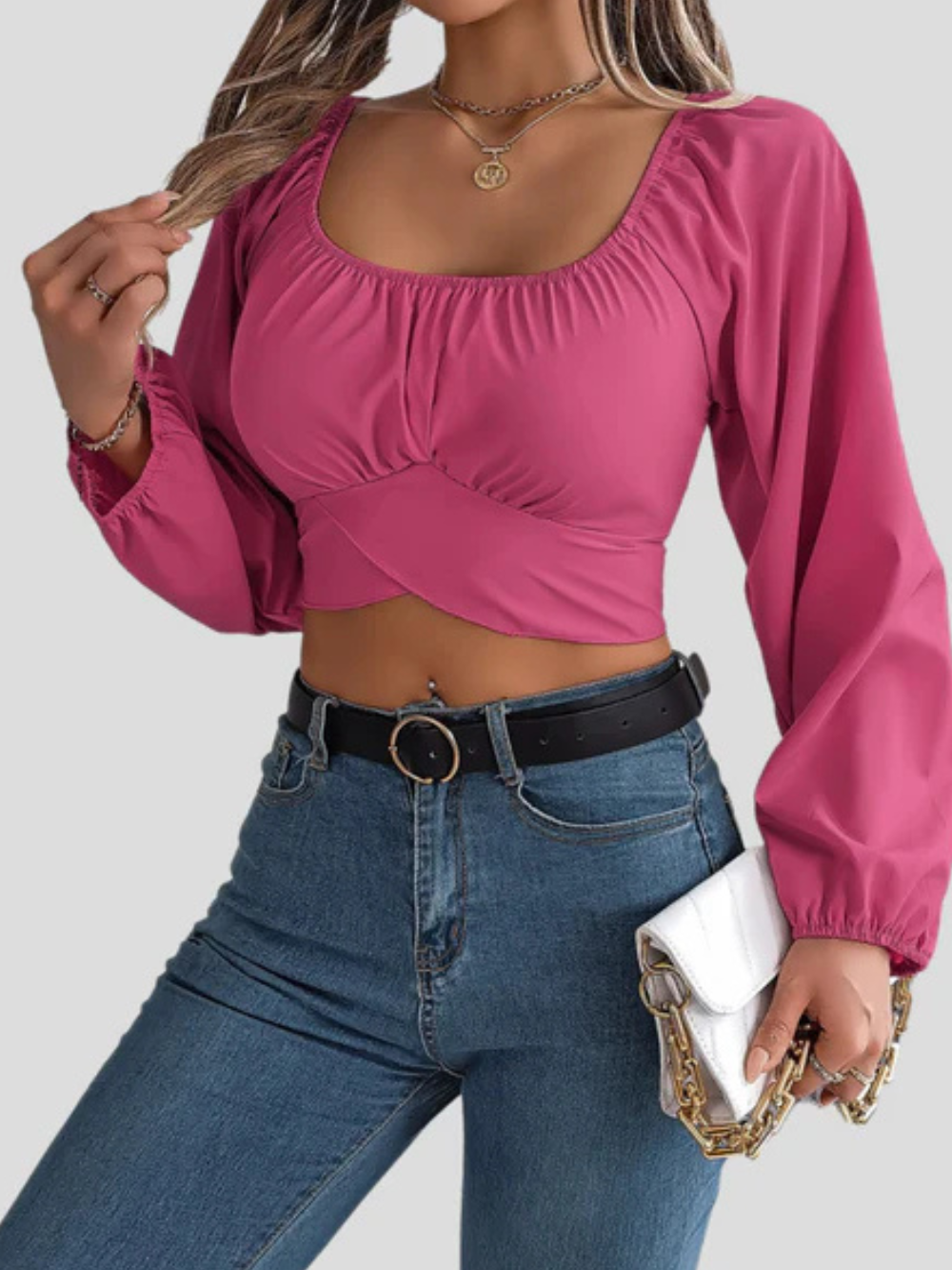 Liliana | Eleganter Midriff mit Laternenärmeln