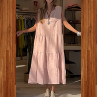 Aromea | Locker geschnittenes ärmelloses Kleid mit Knopfleiste