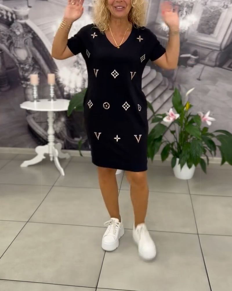 Hana | Kleid Mode V-Ausschnitt Kurzärmelig