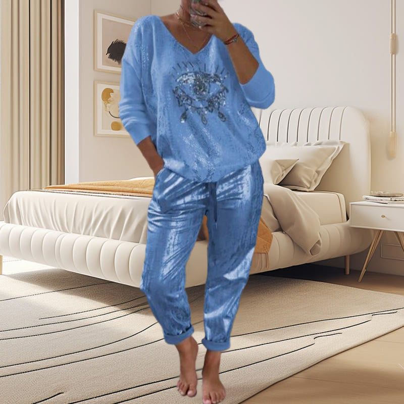 Jairah | Glamouröses Zweiteiler-Set mit Goldglanz