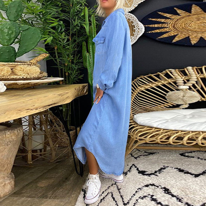 Lesly | Langärmliges Maxikleid aus Denim