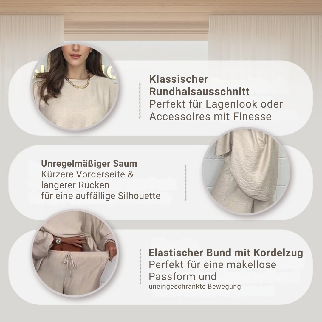 Greicy | Set aus fließendem Oberteil und weit geschnittener Hose