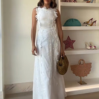 Leya | Blumiges Spitzenkleid mit Lochstickerei