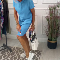 Nyla | Bequemes kurzärmeliges Freizeitkleid mit Kapuze