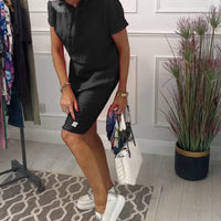 Nyla | Bequemes kurzärmeliges Freizeitkleid mit Kapuze