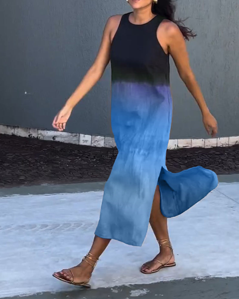 Tayla | Ombre ärmelloses Midikleid