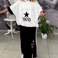 Hasela | Set mit Kapuze Kordelzug bedruckter Rock