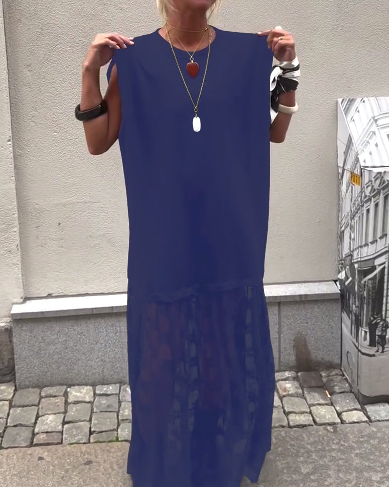 Milani | Patchwork Kleid, ärmellos & aus Mesh