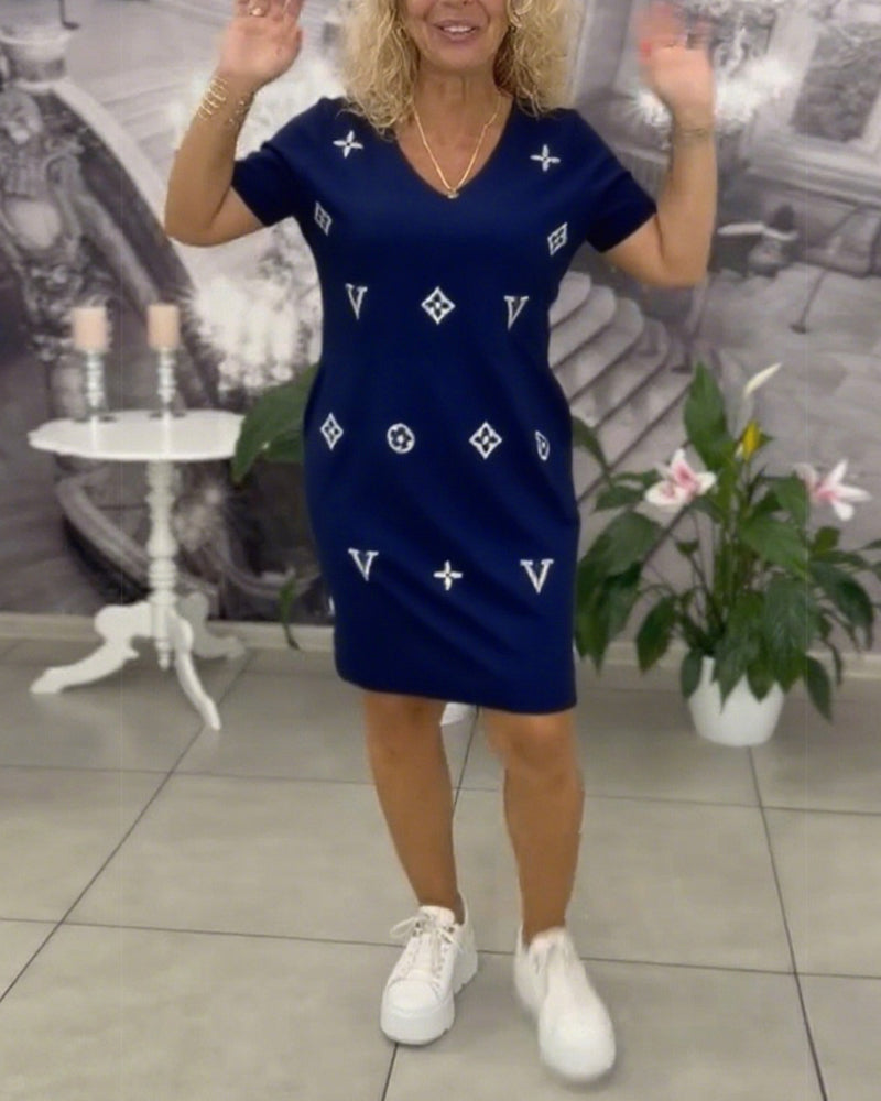 Hana | Kleid Mode V-Ausschnitt Kurzärmelig