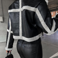 Marcelline™ – Elegante Lederjacke mit Plüschbesatz