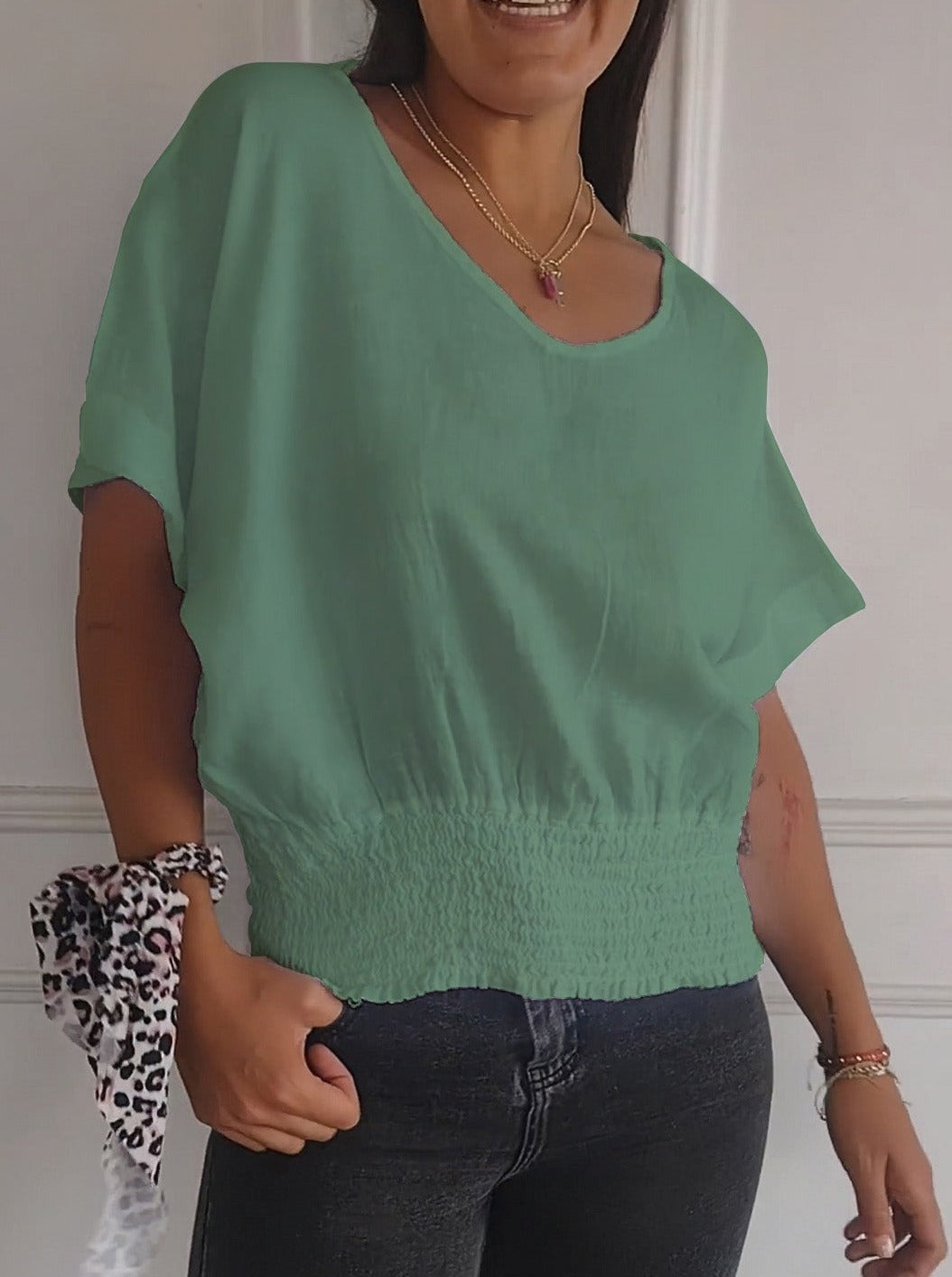 Nadia™ | Einfaches T-Shirt mit mittellangen Ärmeln