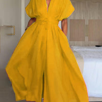 Della | schickes Damenkleid in Midi-Länge mit V-Ausschnitt.