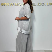 Lenie | Baumwoll-Leinen Anzug mit V-Ausschnitt