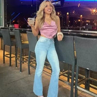 Cienna | Stretch-Jeans mit hoher Taille und weitem Bein