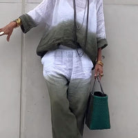 Taylor | Elegantes zweiteiliges Set aus Baumwolle und Leinen mit Farbverlauf