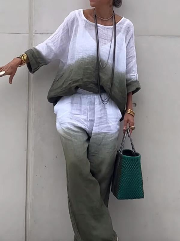 Taylor | Elegantes zweiteiliges Set aus Baumwolle und Leinen mit Farbverlauf