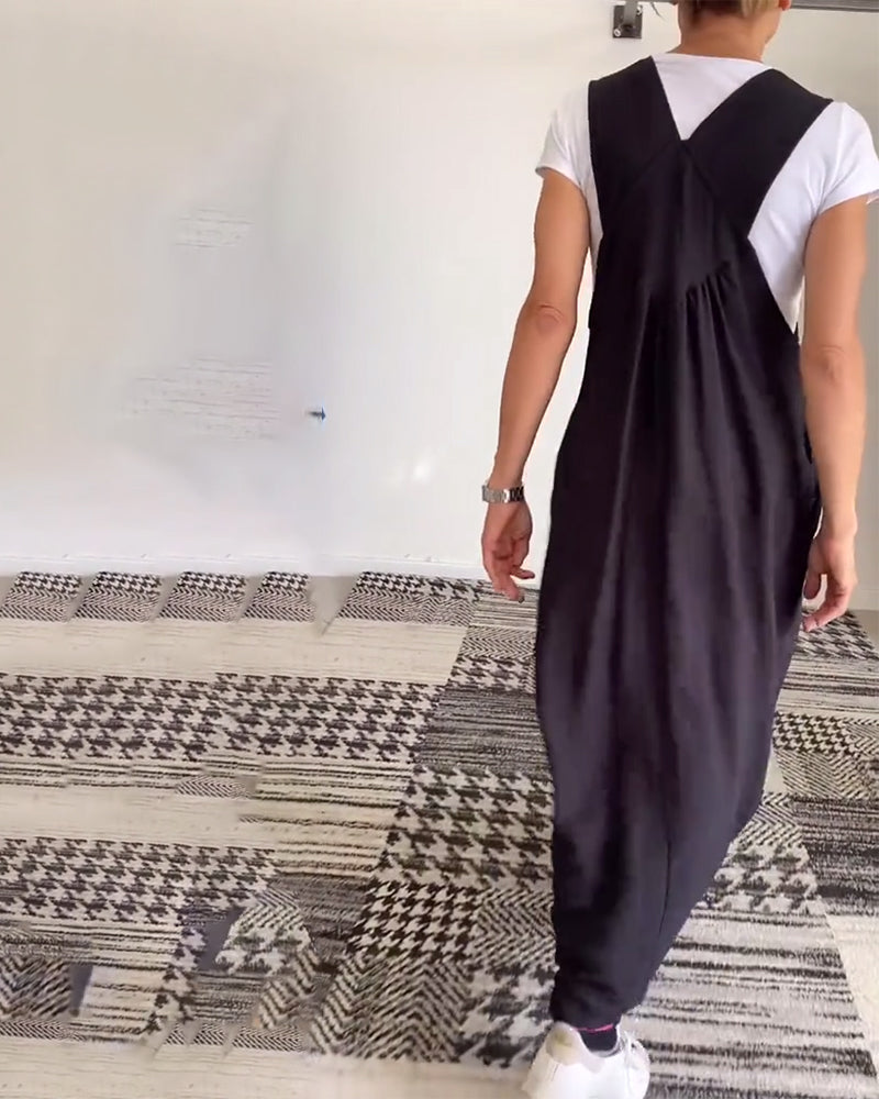 Molly | Lässiges einfarbiges Kleid mit Hosenträgern