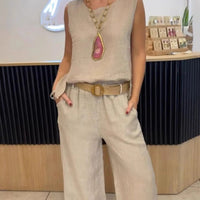 Giselle | Ärmelloses Hosenset aus Baumwolle und Leinen